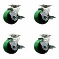 Service Caster Tool Box Caster Wheel Set 4'' Green Poly on Cast Iron Swivel Casters, 4PK TOOL-SCC-20S420-PUR-GB-TLB-4